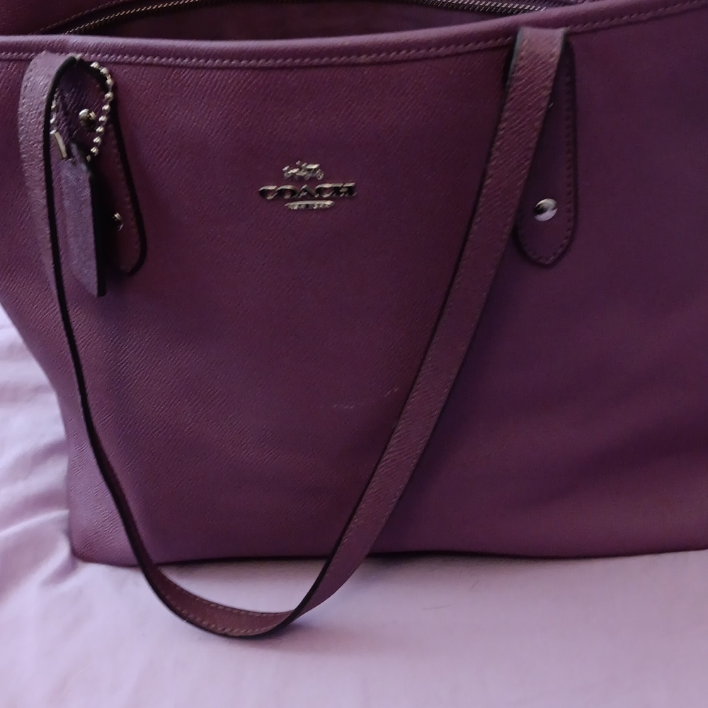 Coach Plum Leather Tote Bag